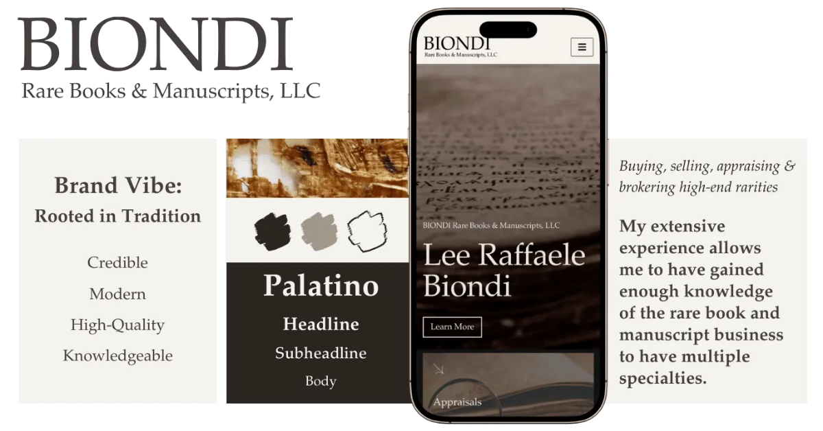 biondi rare books & manuscripts - branding