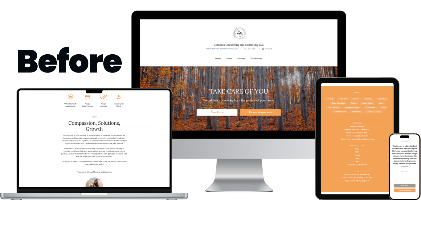 compass counseling - therapist web design