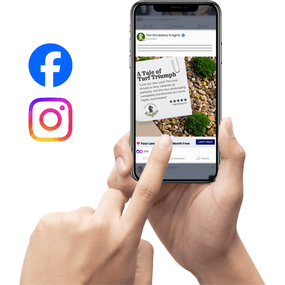 Meta ads creative examples on a phone