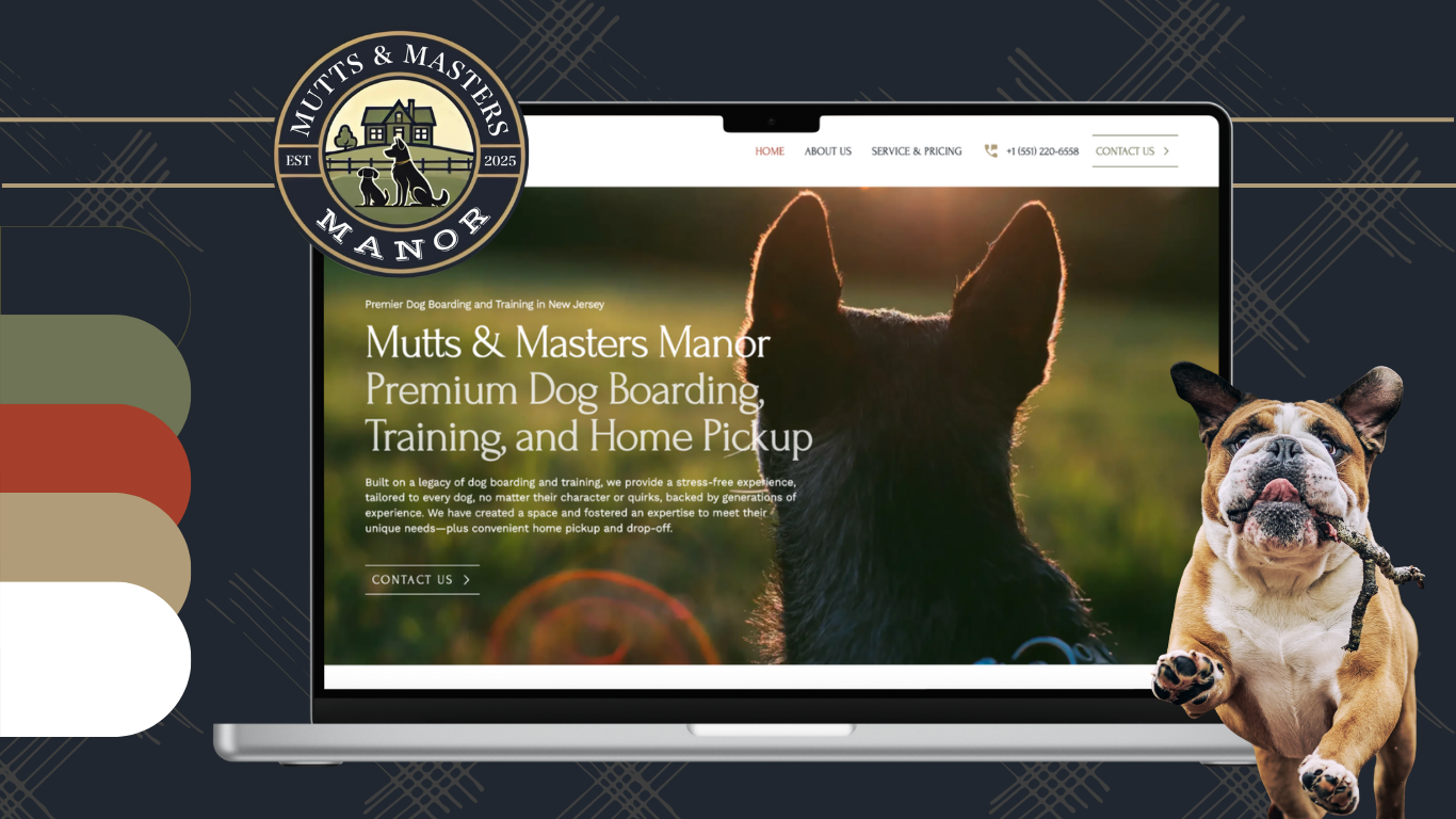 mutts & masters manor - dog trainer marketing case study - branding and web design