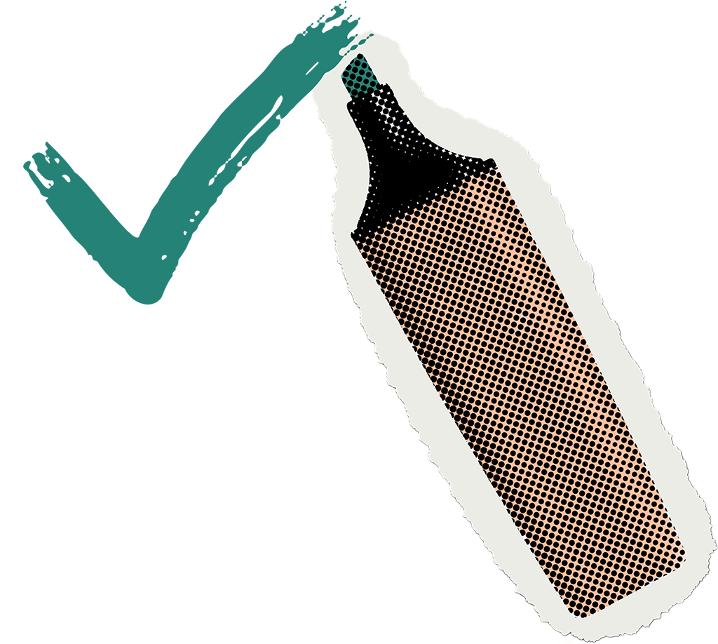 Marker with a green checkmark — satisfaction guaranteed