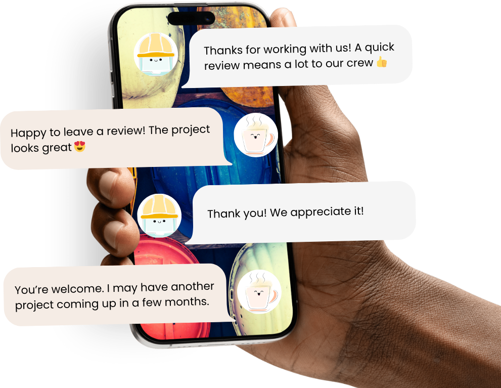 Review request SMS campaign on a phone